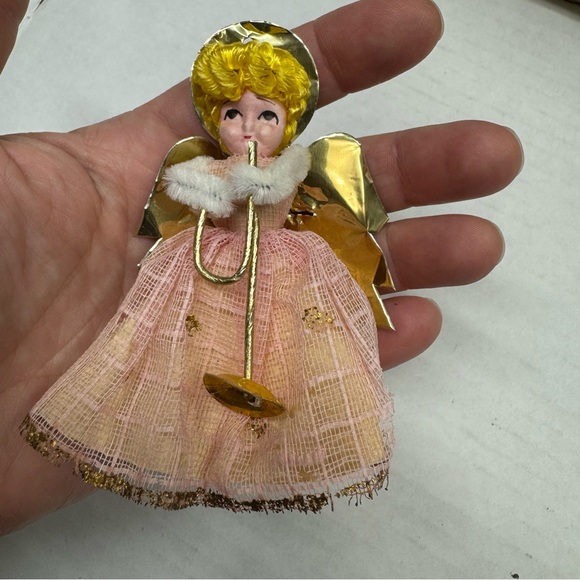 Shiny Brite 5 Kitsch Christmas Angels Ornaments Max Eckardt  1959 Japan Paper - Picture 5 of 9